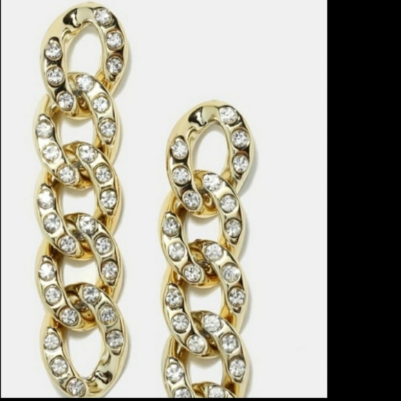 š„CHAIN LINK EARRINGS w/RHINESTONES LIGHTWEIGHT - Picture 6 of 6